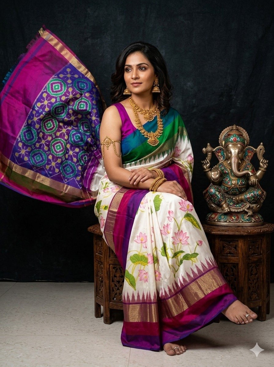 Ikat print saree - PANHY18-IPRSICSDD-08