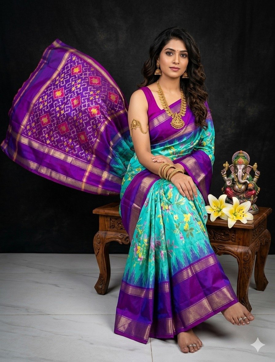 Ikat print saree - PANHY18-IPRSICSDD-09
