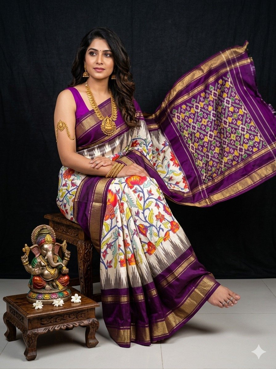 Ikat print saree - PANHY18-IPRSICSDD-12