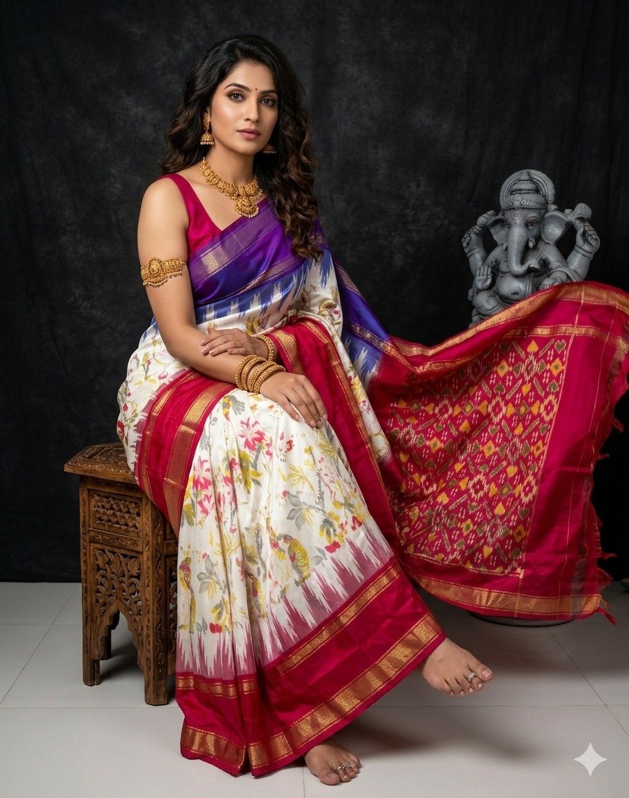 Ikat print saree - PANHY18-IPRSICSDD-13