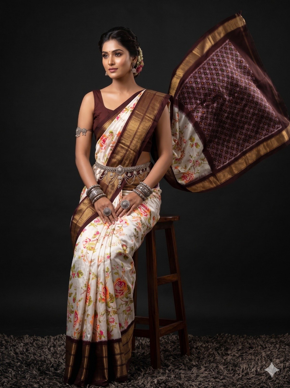 Ikat print saree - PANHY18-IPRSICSDD-16