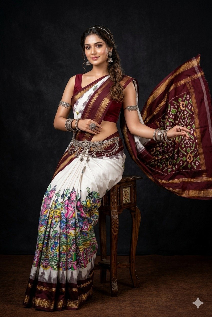 Ikat print saree - PANHY18-IPRSICSDD-18