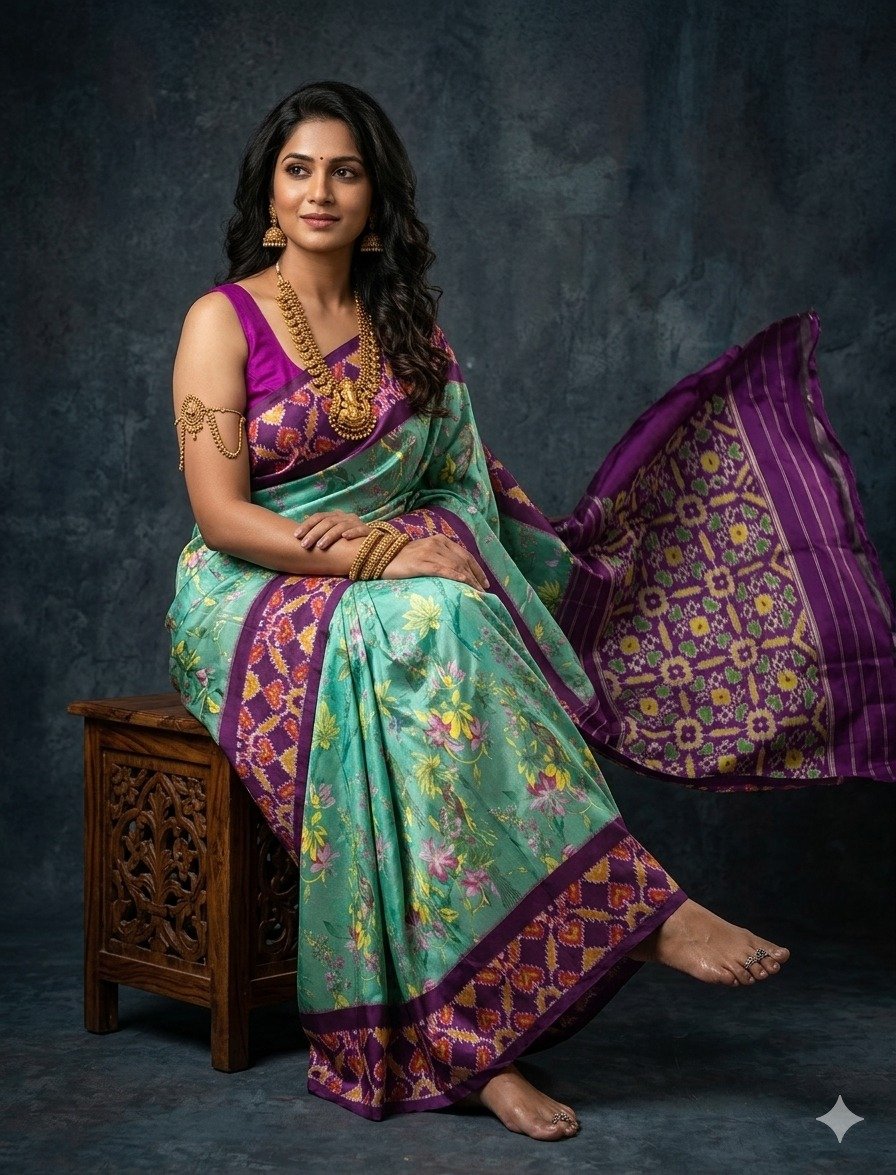 Ikat print saree - PANHY18-IPRSICSDD-19