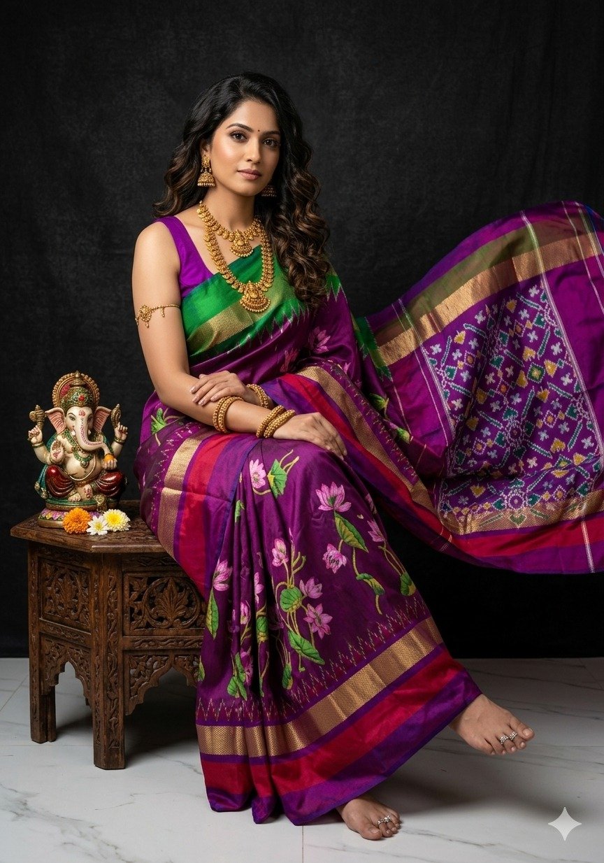 Ikat print saree - PANHY18-IPRSICSDD-20