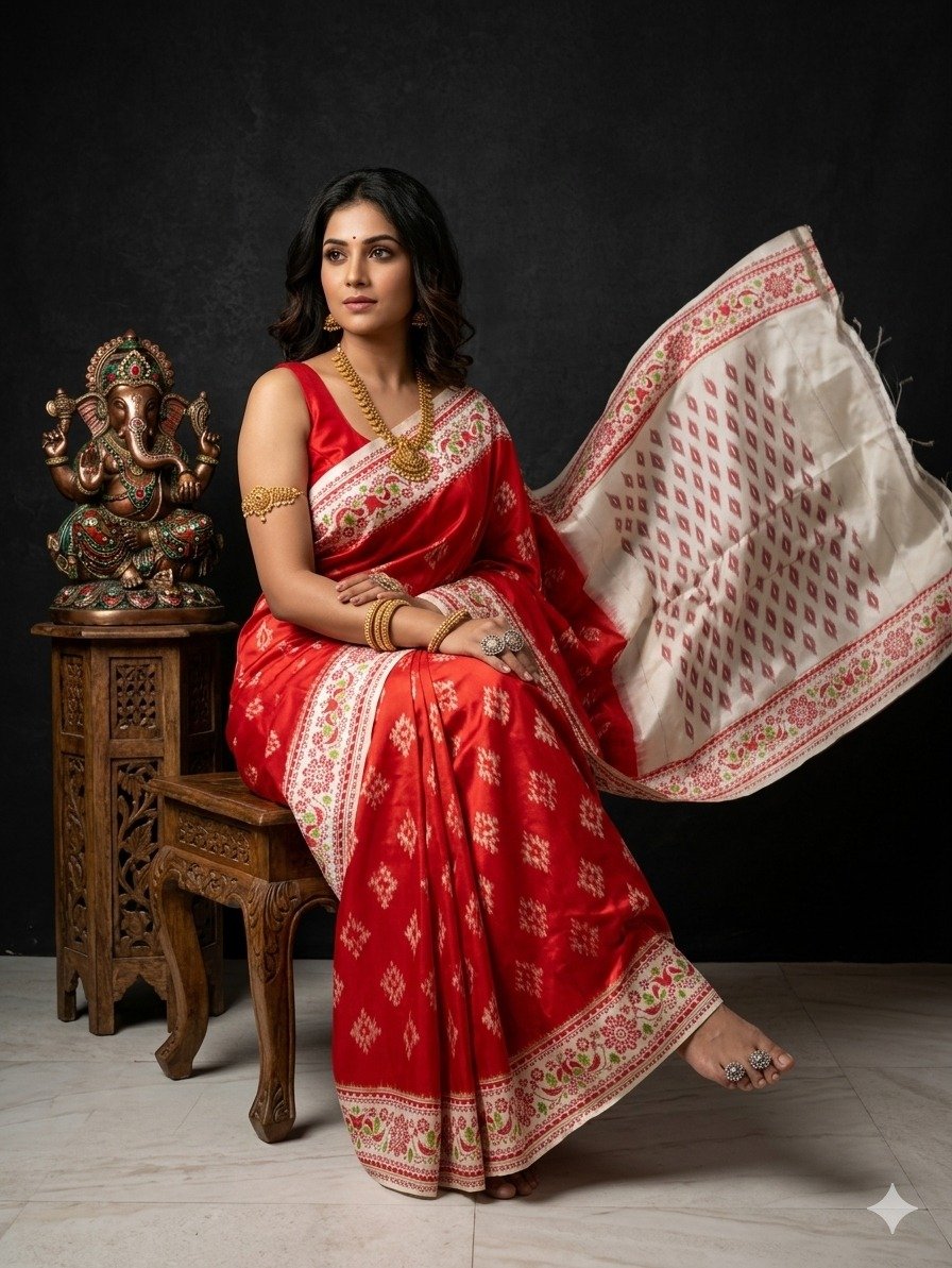 Ikat print saree - PANHY18-IPRSICSDD-21