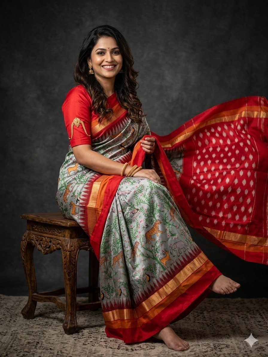 Ikat print saree - PANHY18-IPRSICSDD-23
