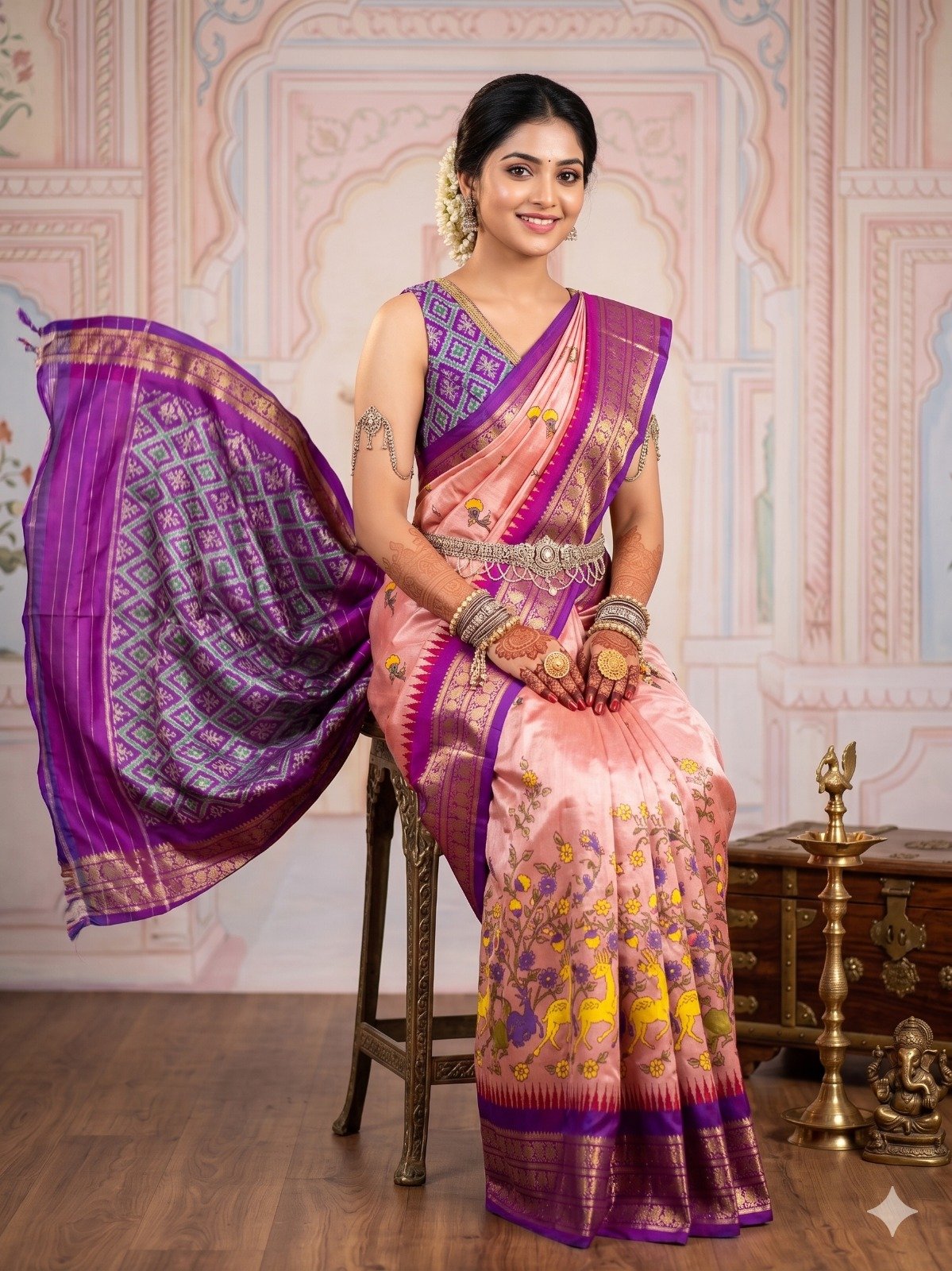 Ikat print saree - PANHY19-IPRSIZSCD-08