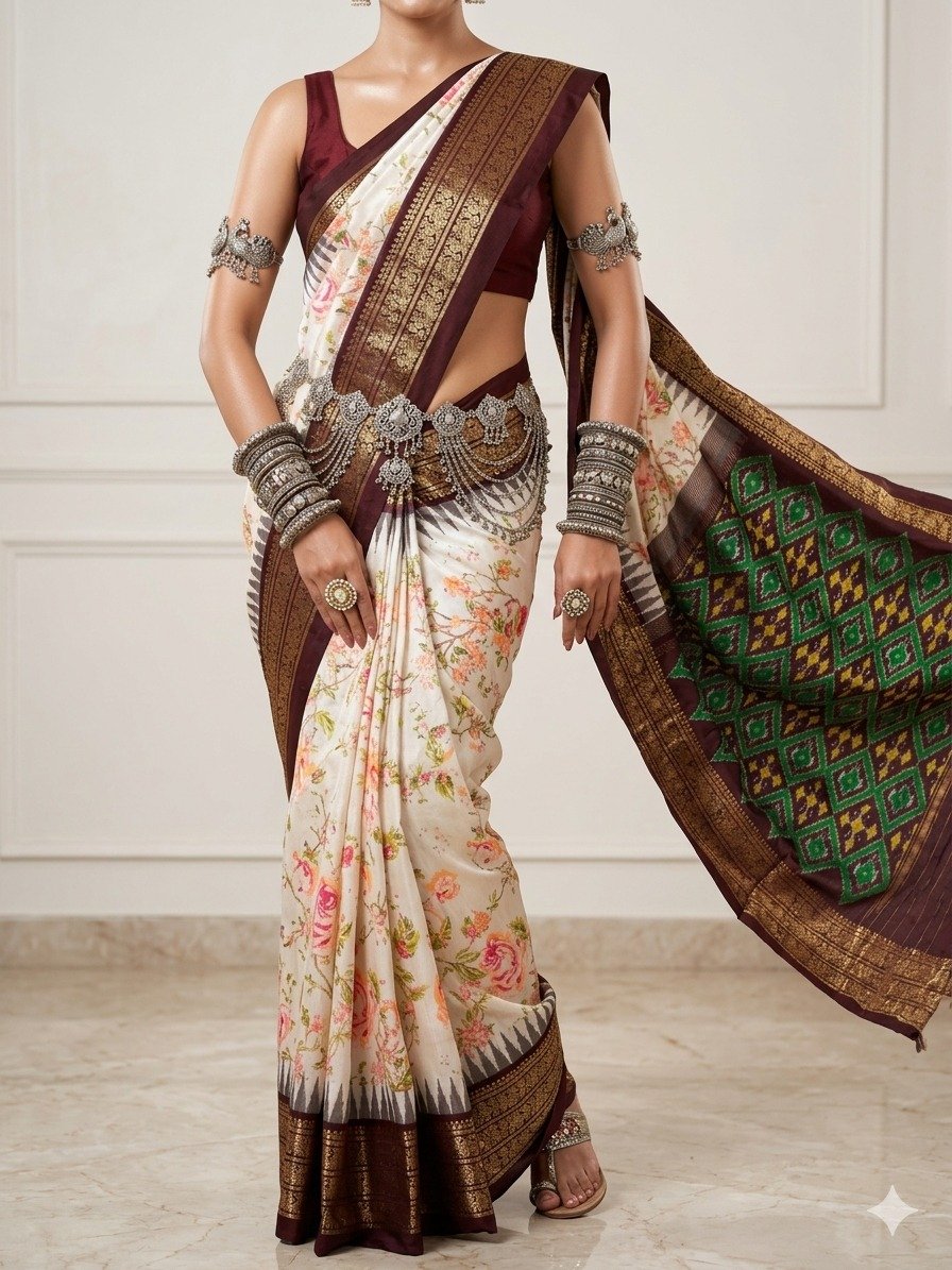 Ikat print saree - PANHY21-IPRSIZSCD-05