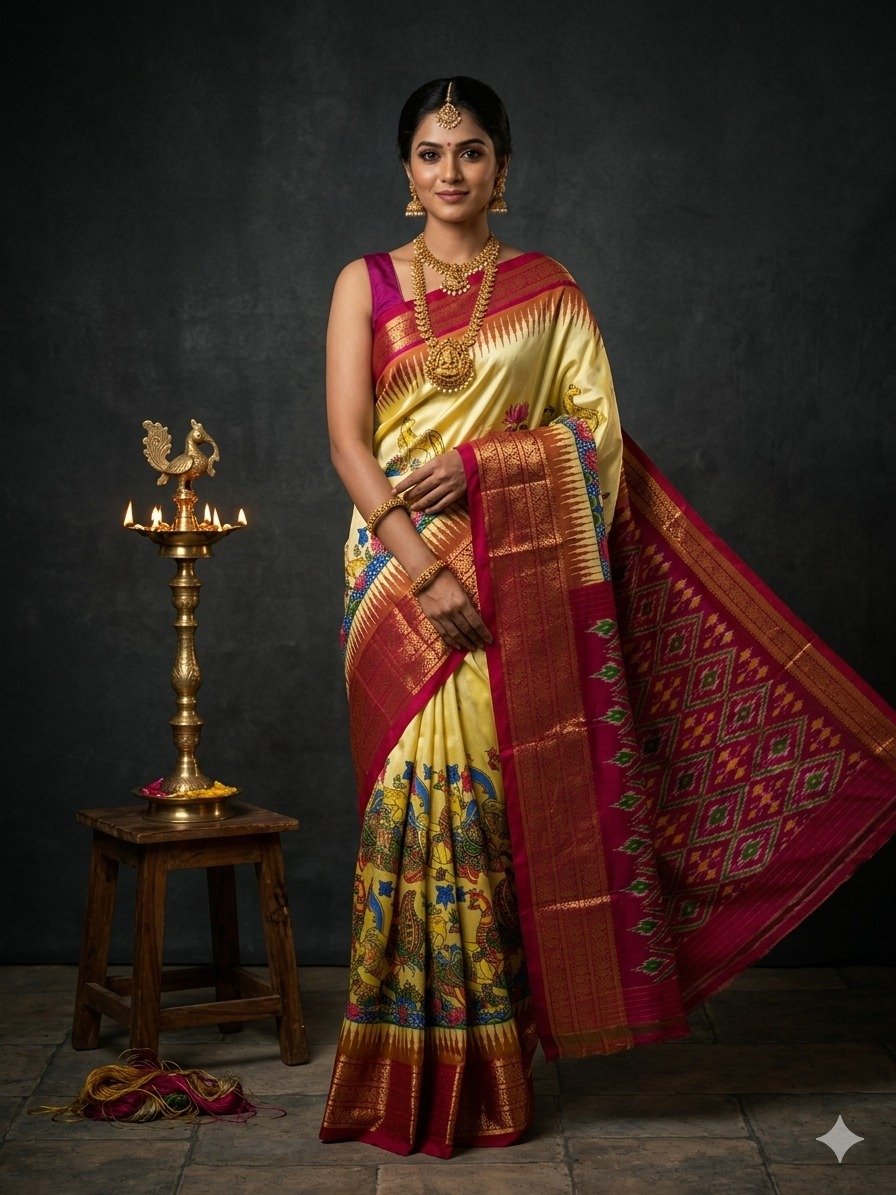 Ikat print saree - PANHY21-IPRSIZSCD-08