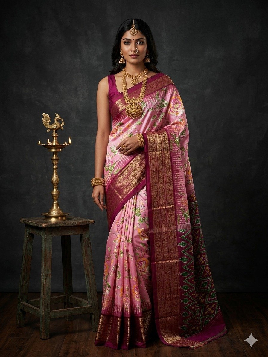 Ikat print saree - PANHY21-IPRSIZSCD-10