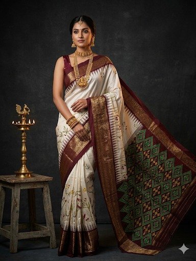 Ikat print saree - PANHY21-IPRSIZSCD-11