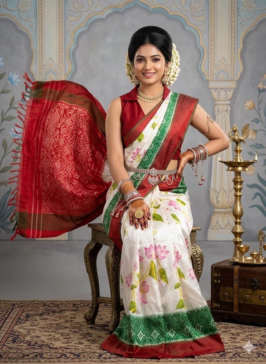 Ikat print saree - PANHY23-IPRSICSCD-05