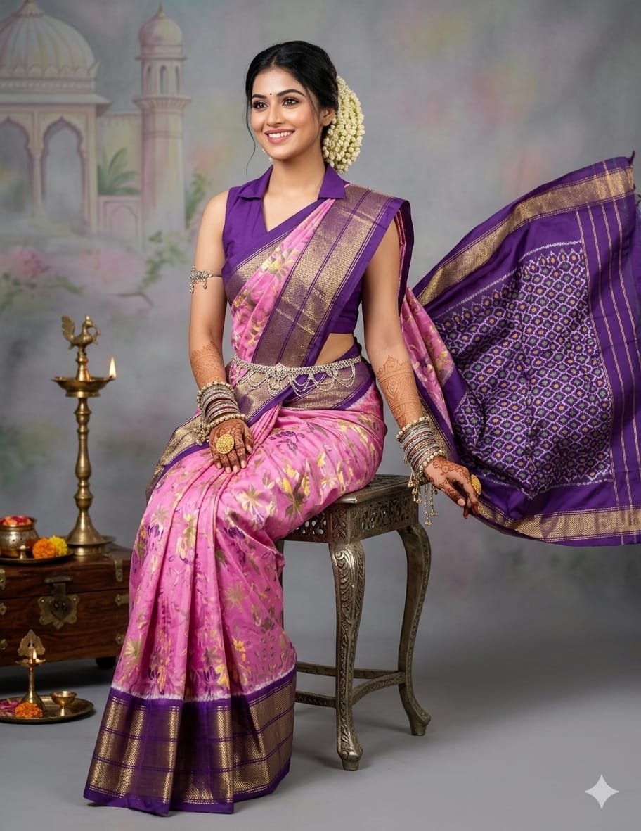 Ikat print saree - PANHY23-IPRSICSCD-13