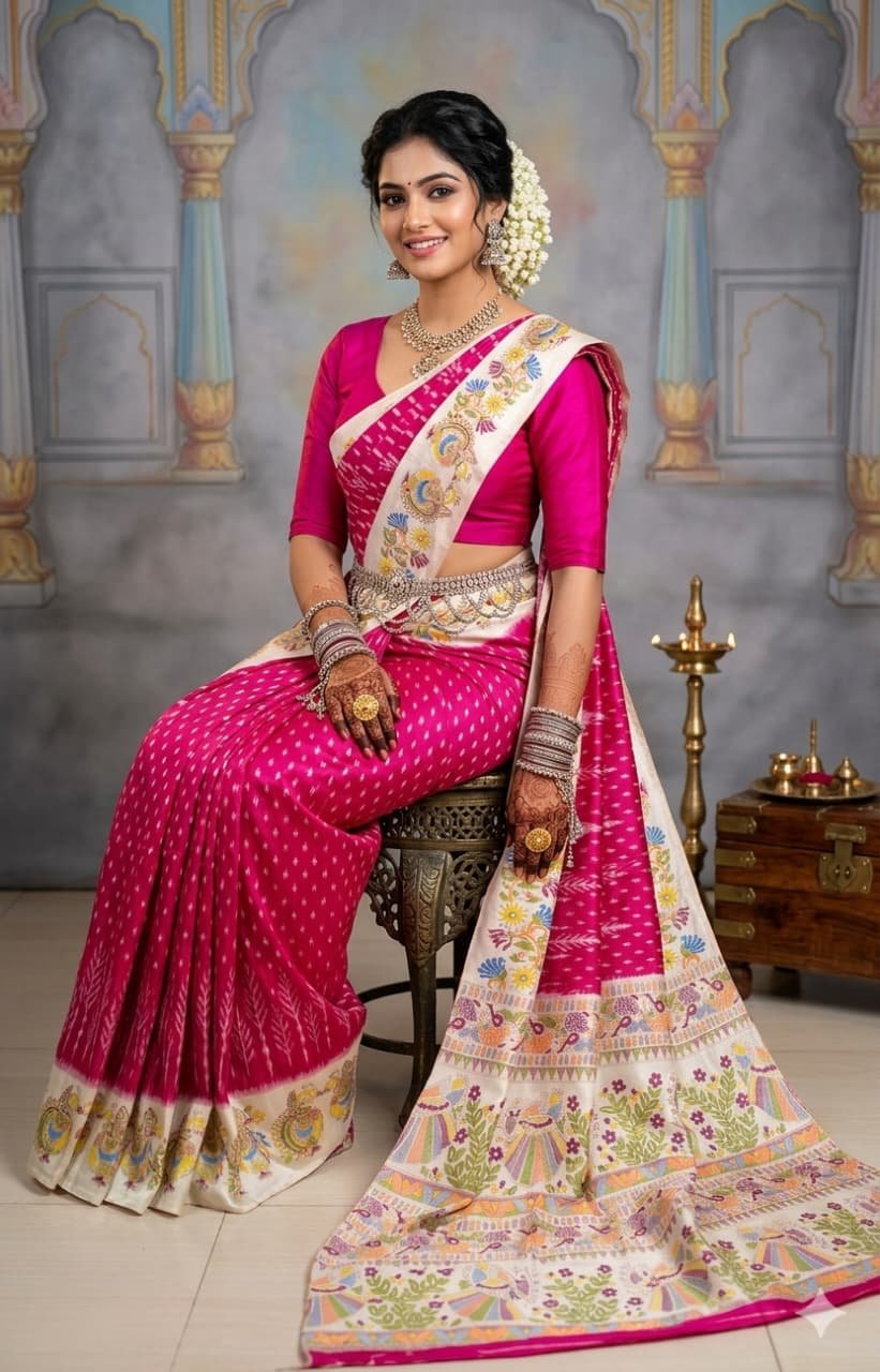 Ikat print saree - PANHY23-IPRSICSCD-16
