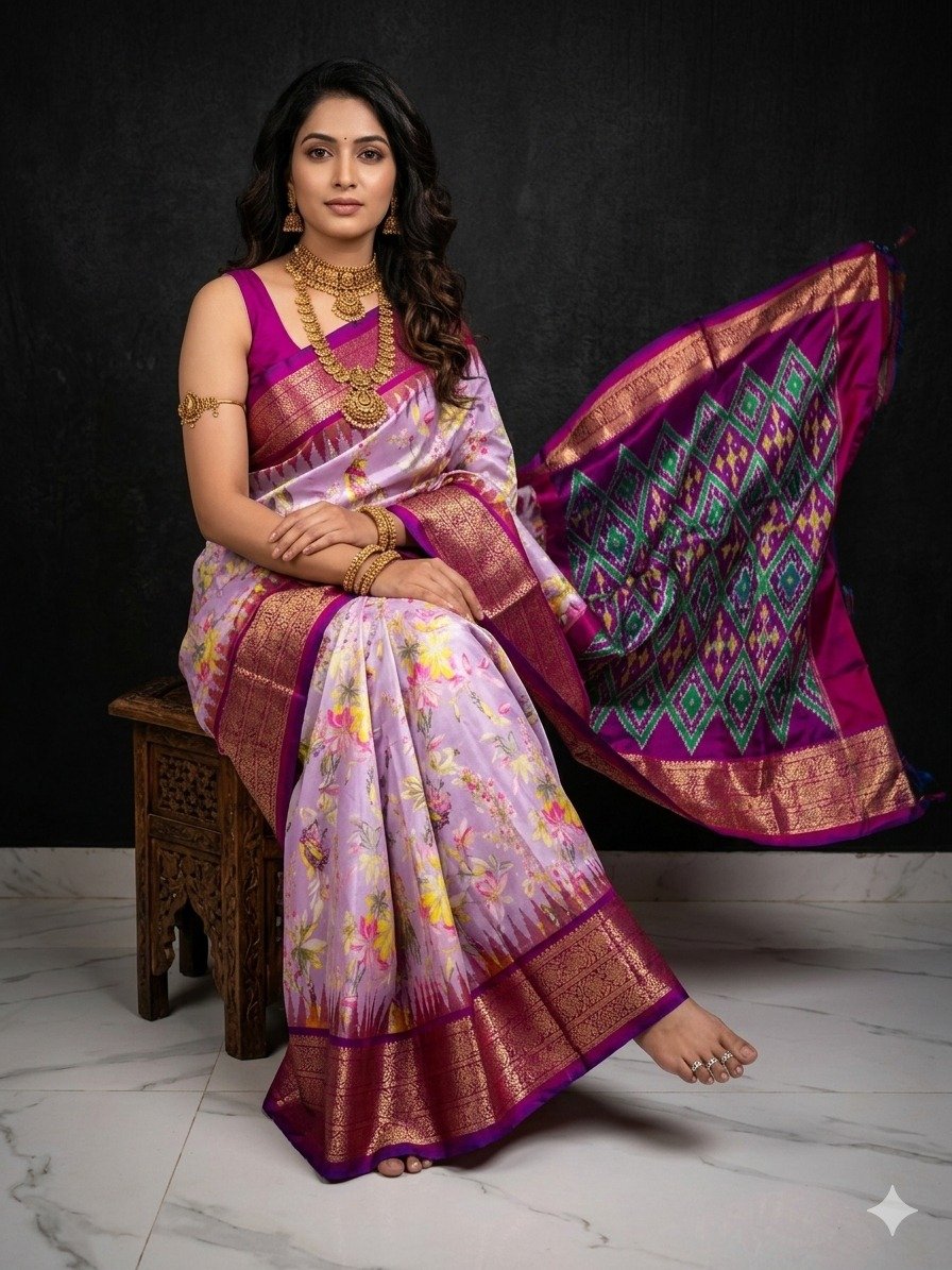 Ikat print saree - PANHY30-IPRSIZSCD-11