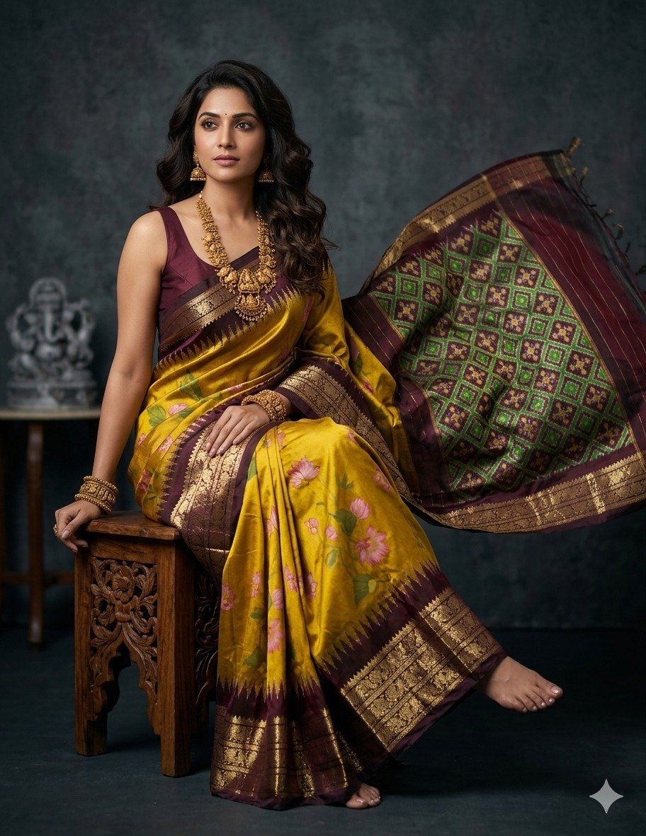 Ikat print saree - PANHY30-IPRSIZSCD-13