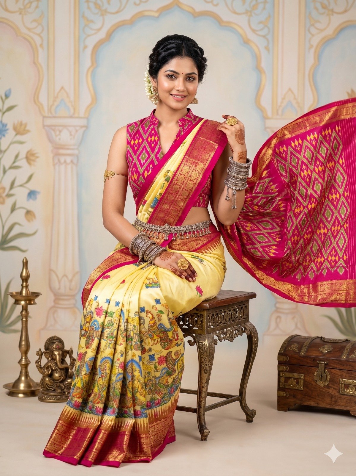 Ikat print saree - PANHY30-IPRSIZSDD-05
