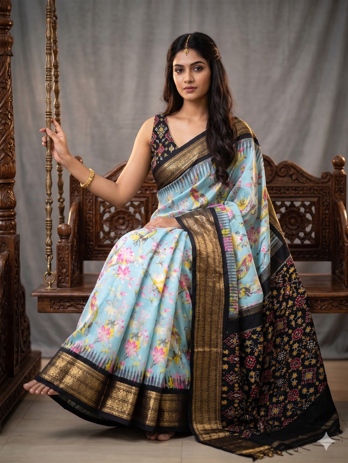 Ikat print saree - PANHY30-IPRSIZSDD-08