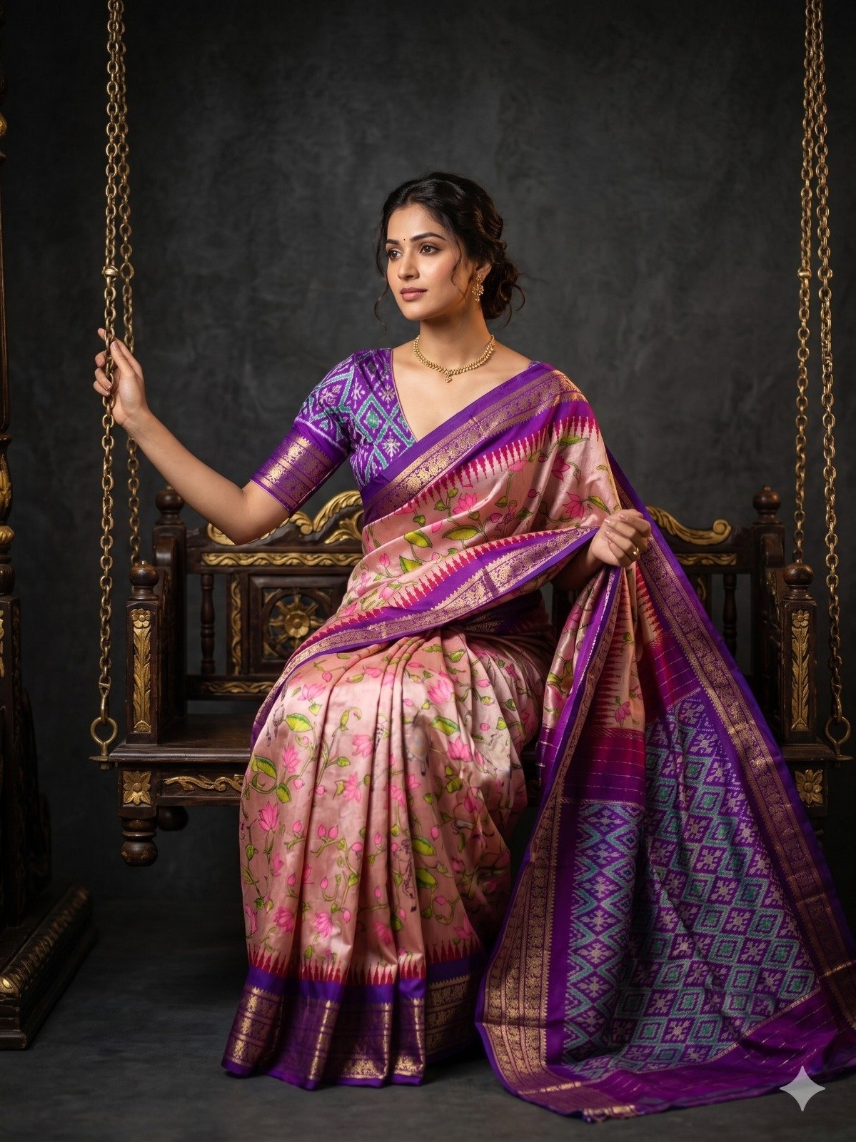 Ikat print saree - PANHY30-IPRSIZSDD-12