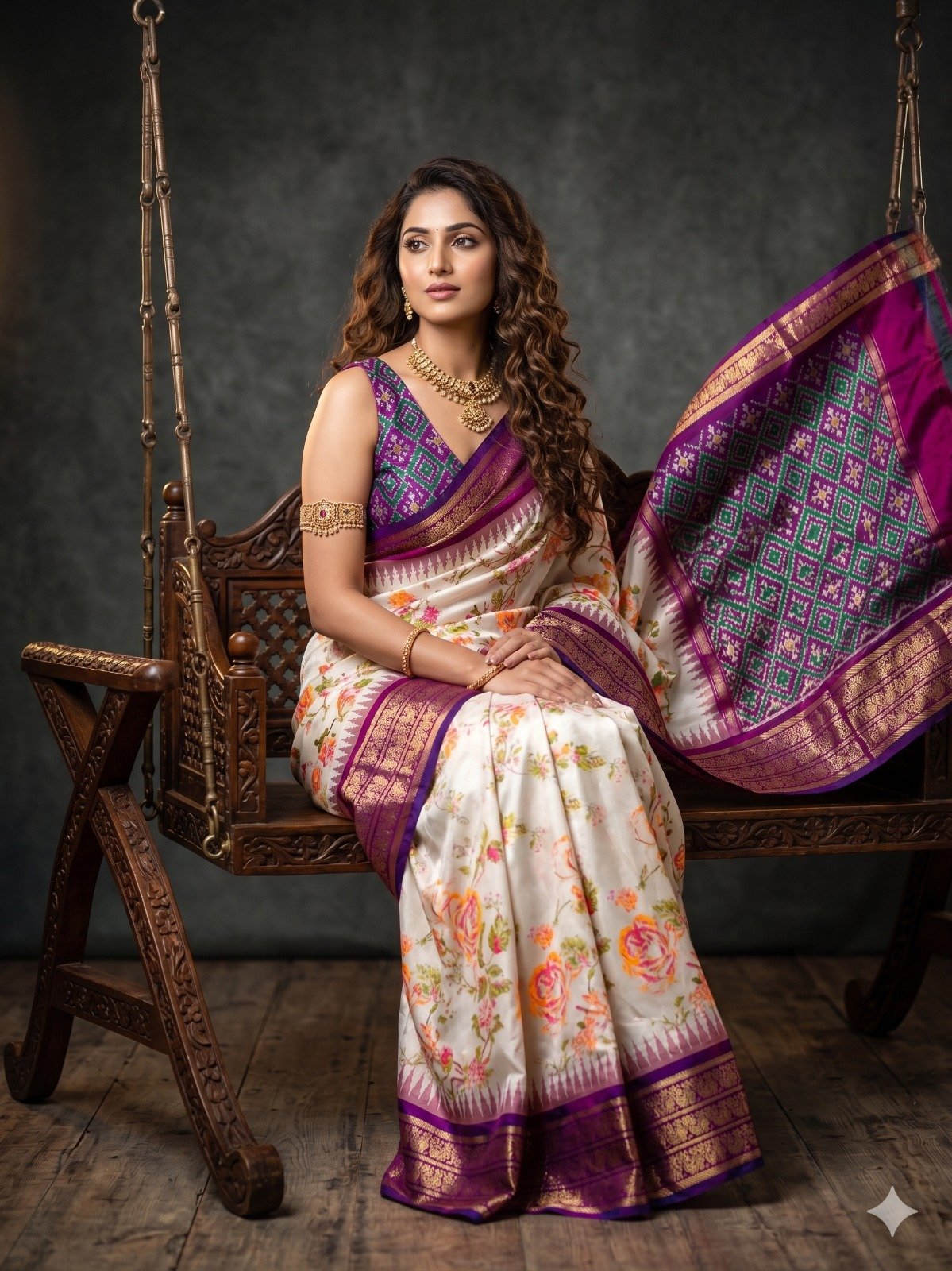 Ikat print saree - PANHY30-IPRSIZSDD-13