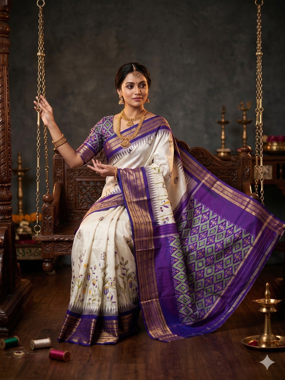 Ikat print saree - PANHY30-IPRSIZSDD-14
