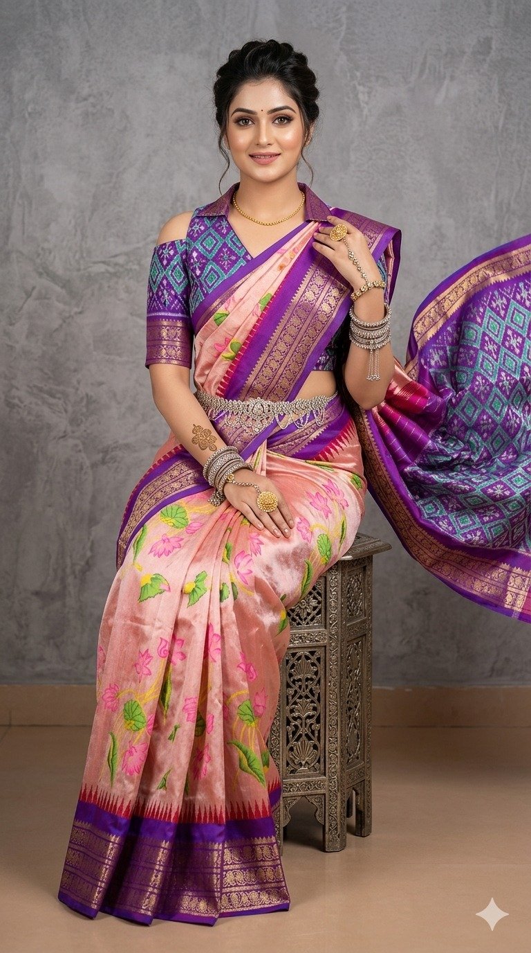 Ikat print saree - PANHY30-IPRSIZSDD-18