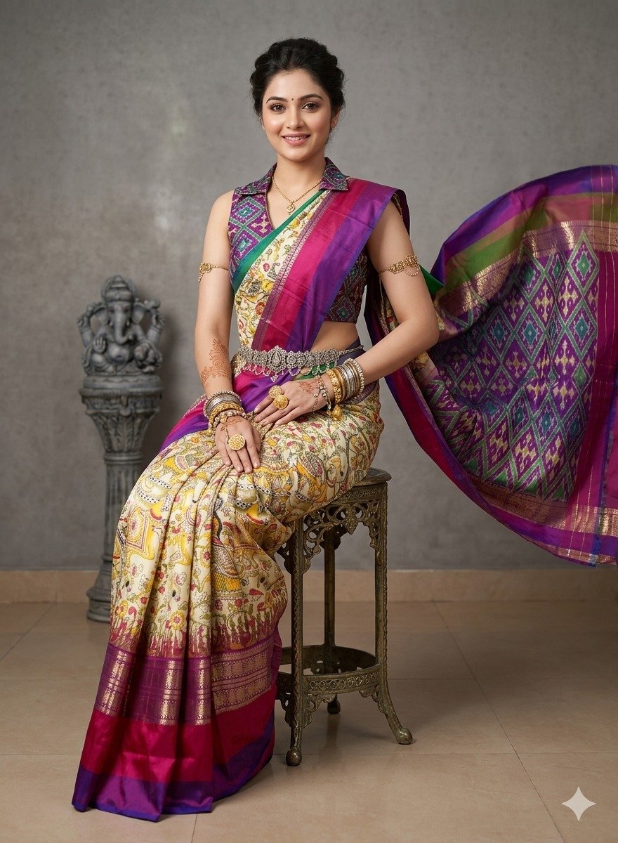 Ikat print saree - PANHY30-IPRSIZSDD-19