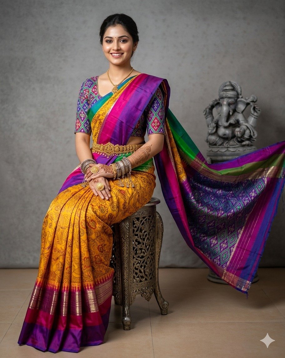 Ikat print saree - PANHY30-IPRSIZSDD-20