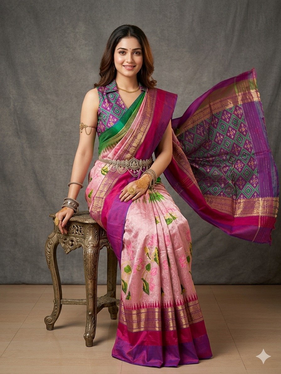 Ikat print saree - PANHY30-IPRSIZSDD-21