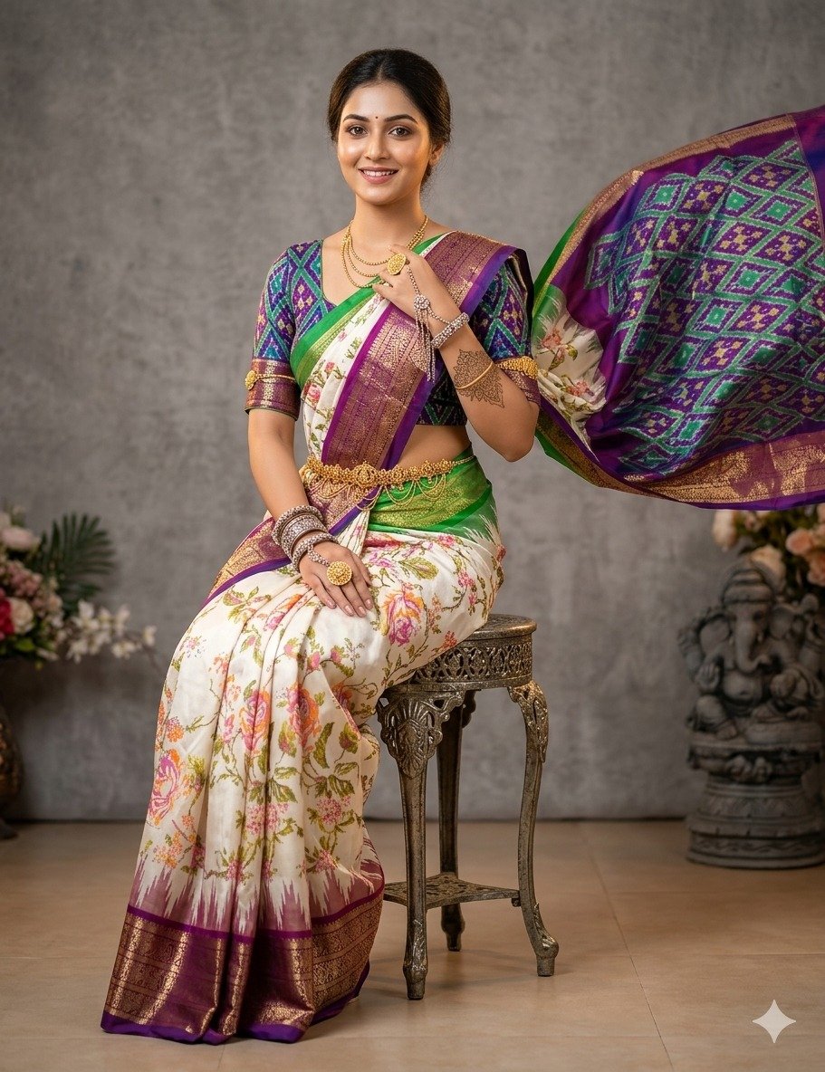 Ikat print saree - PANHY30-IPRSIZSDD-22