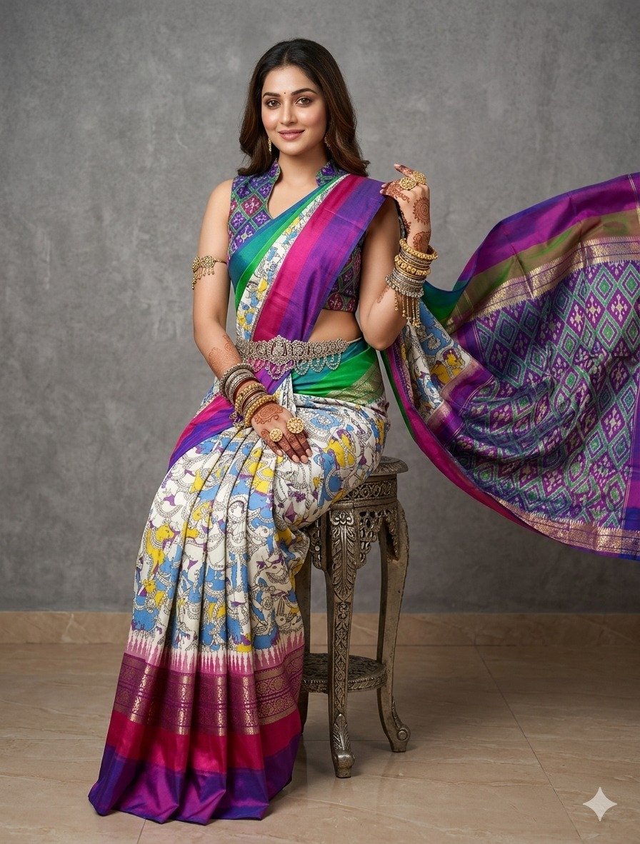 Ikat print saree - PANHY30-IPRSIZSDD-23