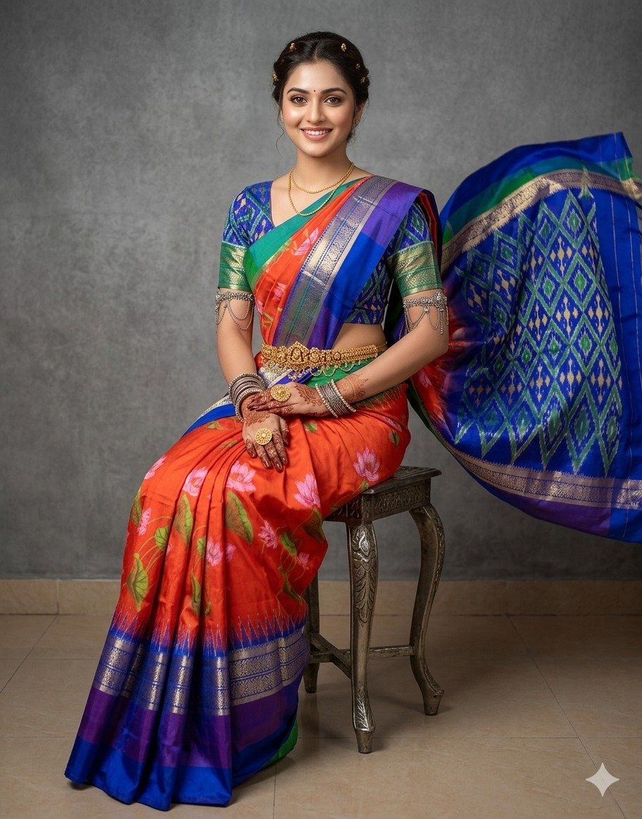 Ikat print saree - PANHY30-IPRSIZSDD-24