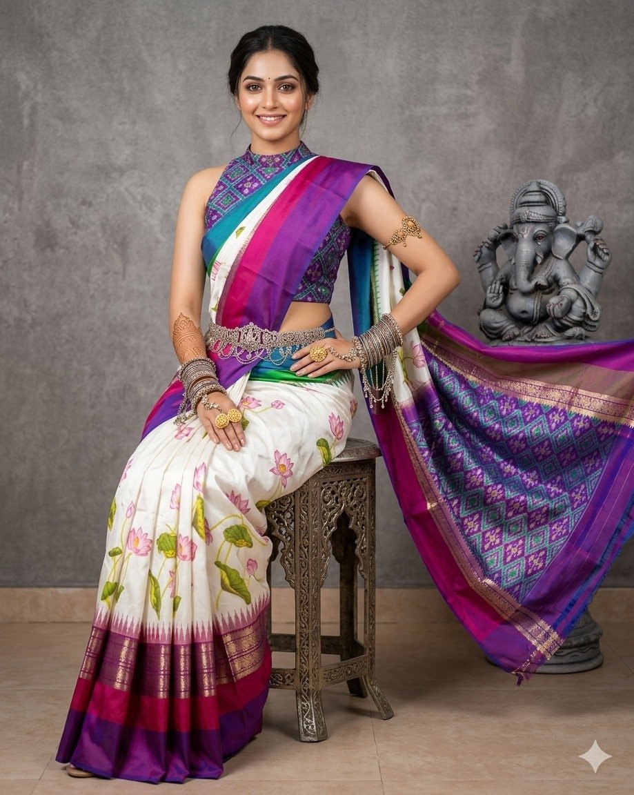 Ikat print saree - PANHY30-IPRSIZSDD-25