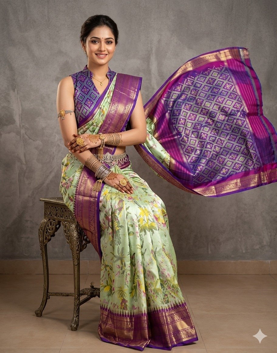 Ikat print saree - PANHY30-IPRSIZSDD-26