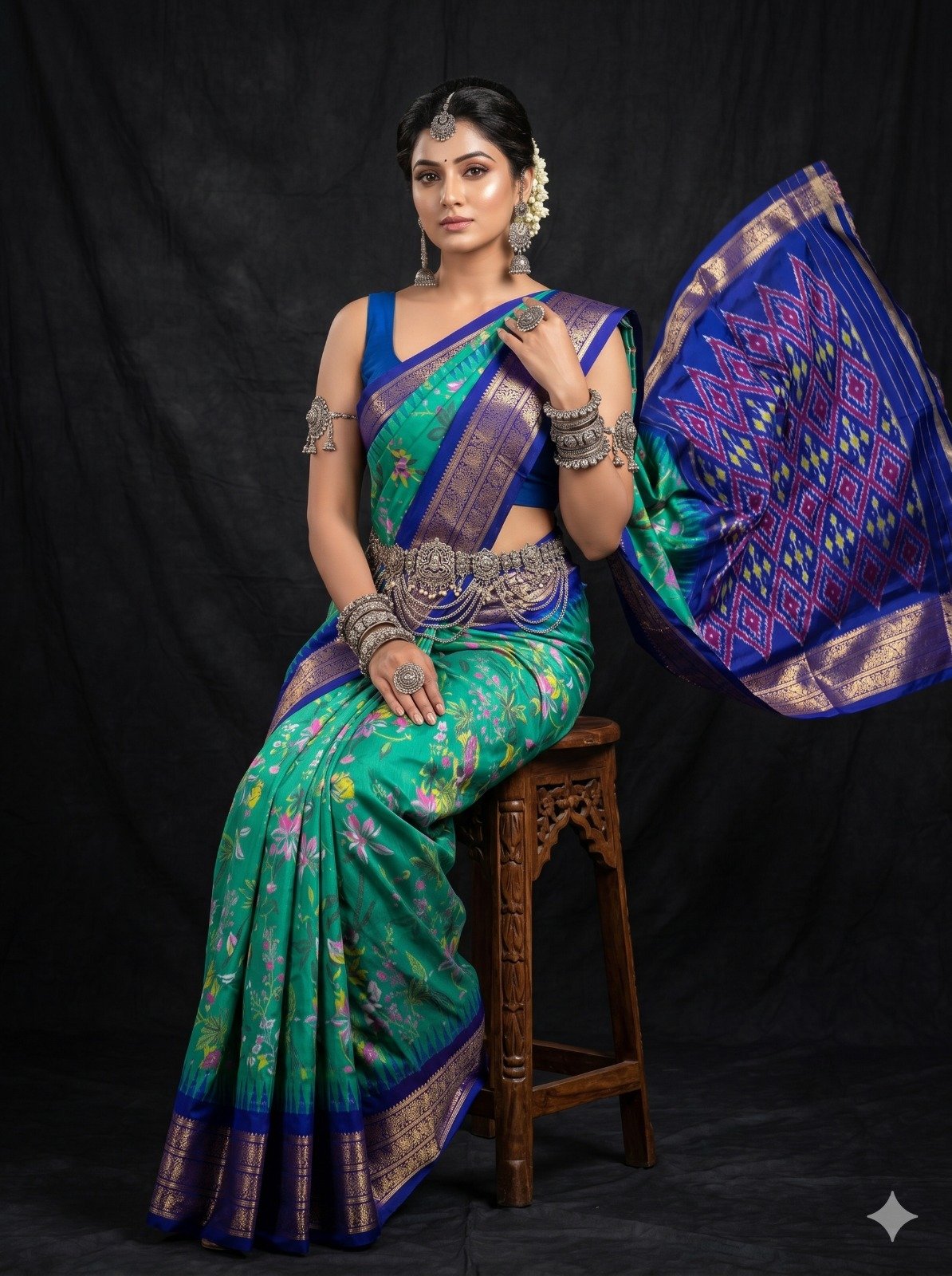 Ikat print saree - PANHY30-IPRSIZSDD-28
