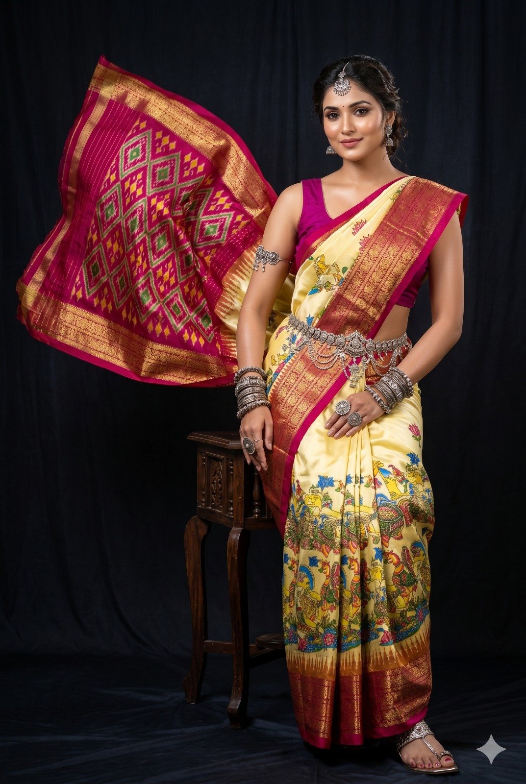 Ikat print saree - PANHY30-IPRSIZSDD-30