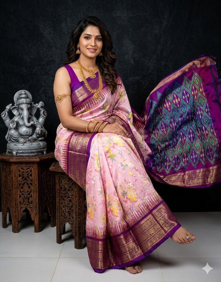 Ikat print saree - PANHY30-IPRSIZSDD-33