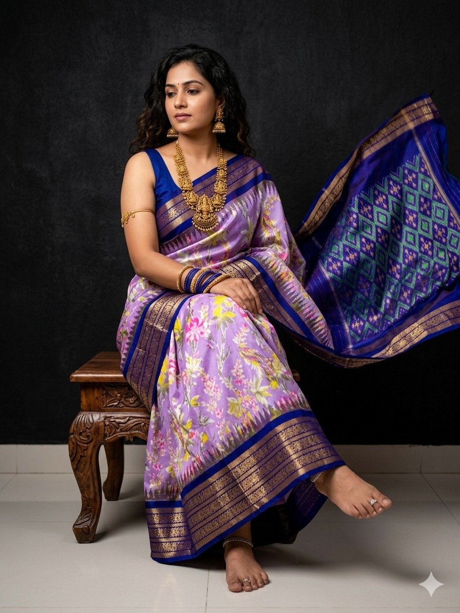 Ikat print saree - PANHY30-IPRSIZSDD-34