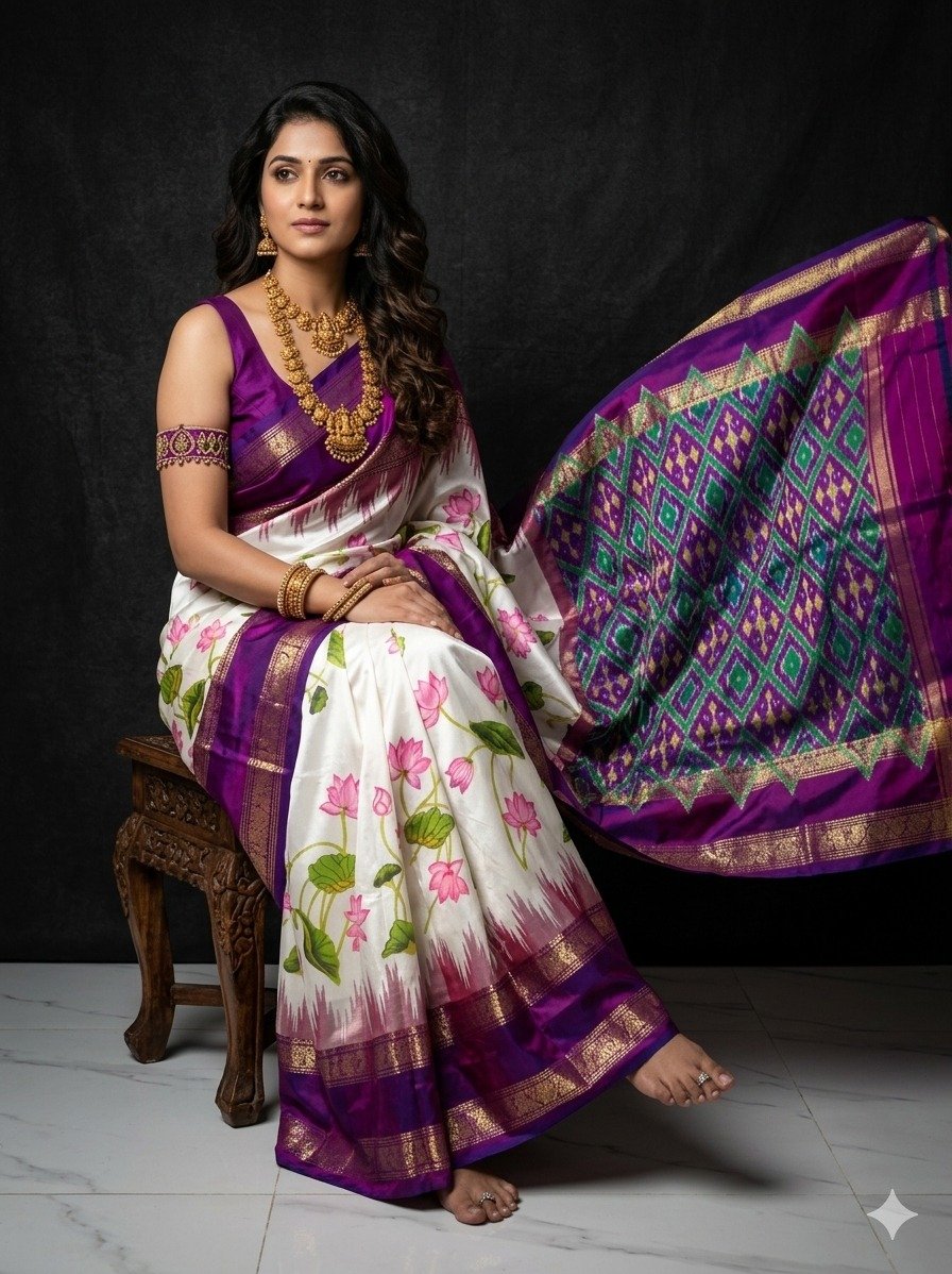 Ikat print saree - PANHY30-IPRSIZSDD-38