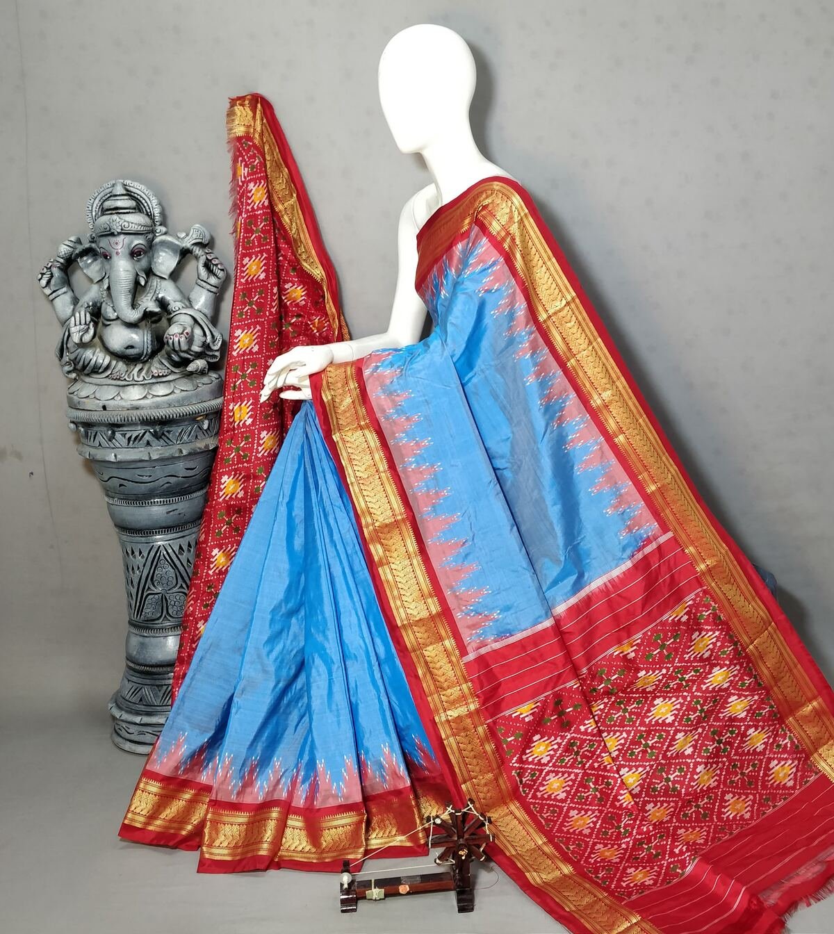 Kanchi border ikat pallu saree - PALUY16-KBIPDNBDC-03