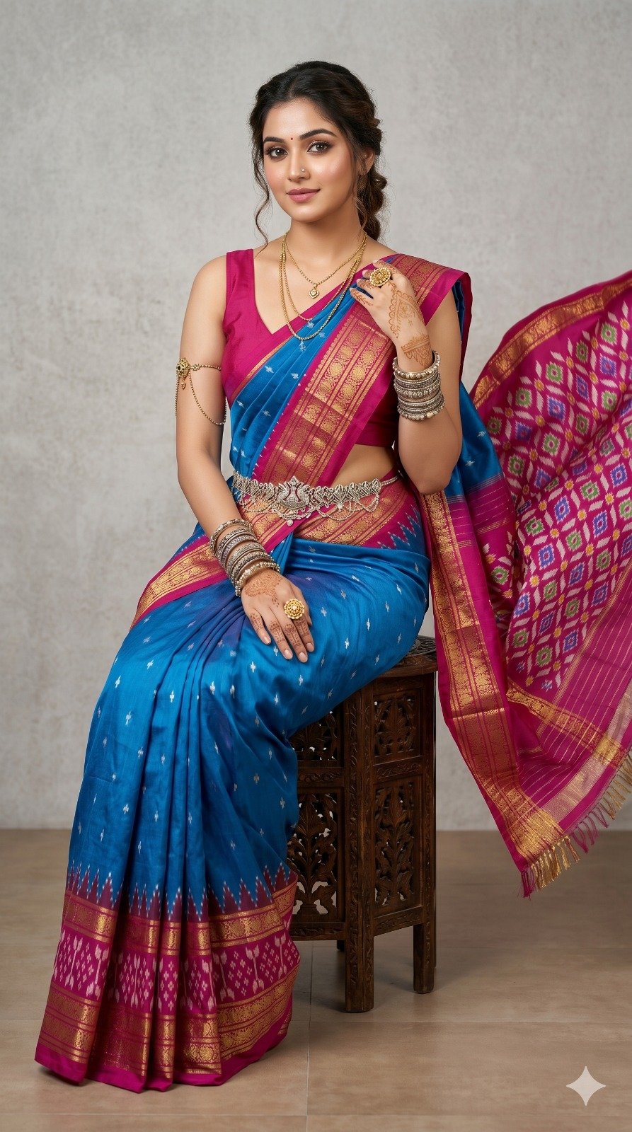 Kanchi border ikat pallu saree - PANHY17-KBIPCNNDC-02