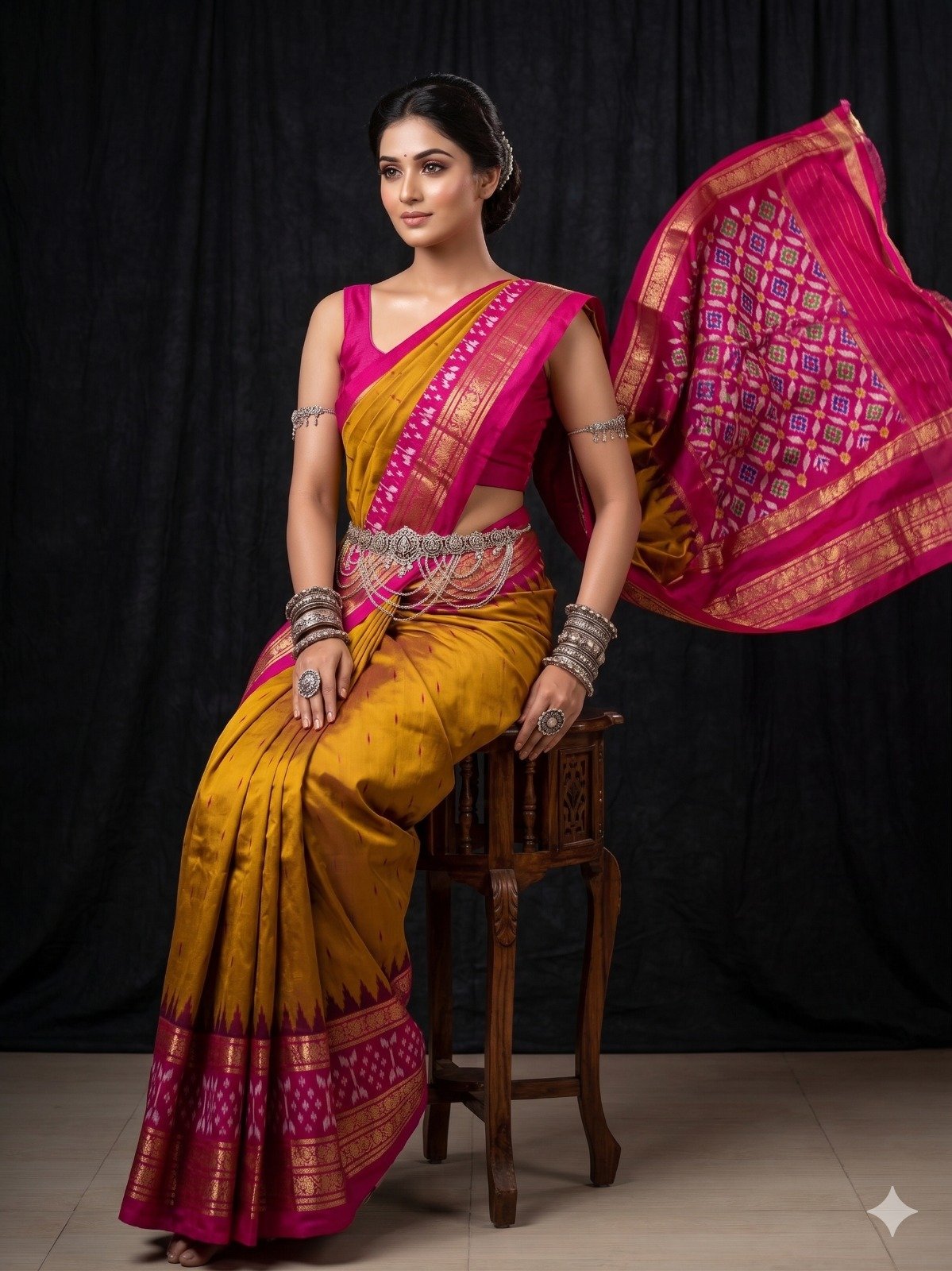 Kanchi border ikat pallu saree - PANHY17-KBIPCNNDC-05