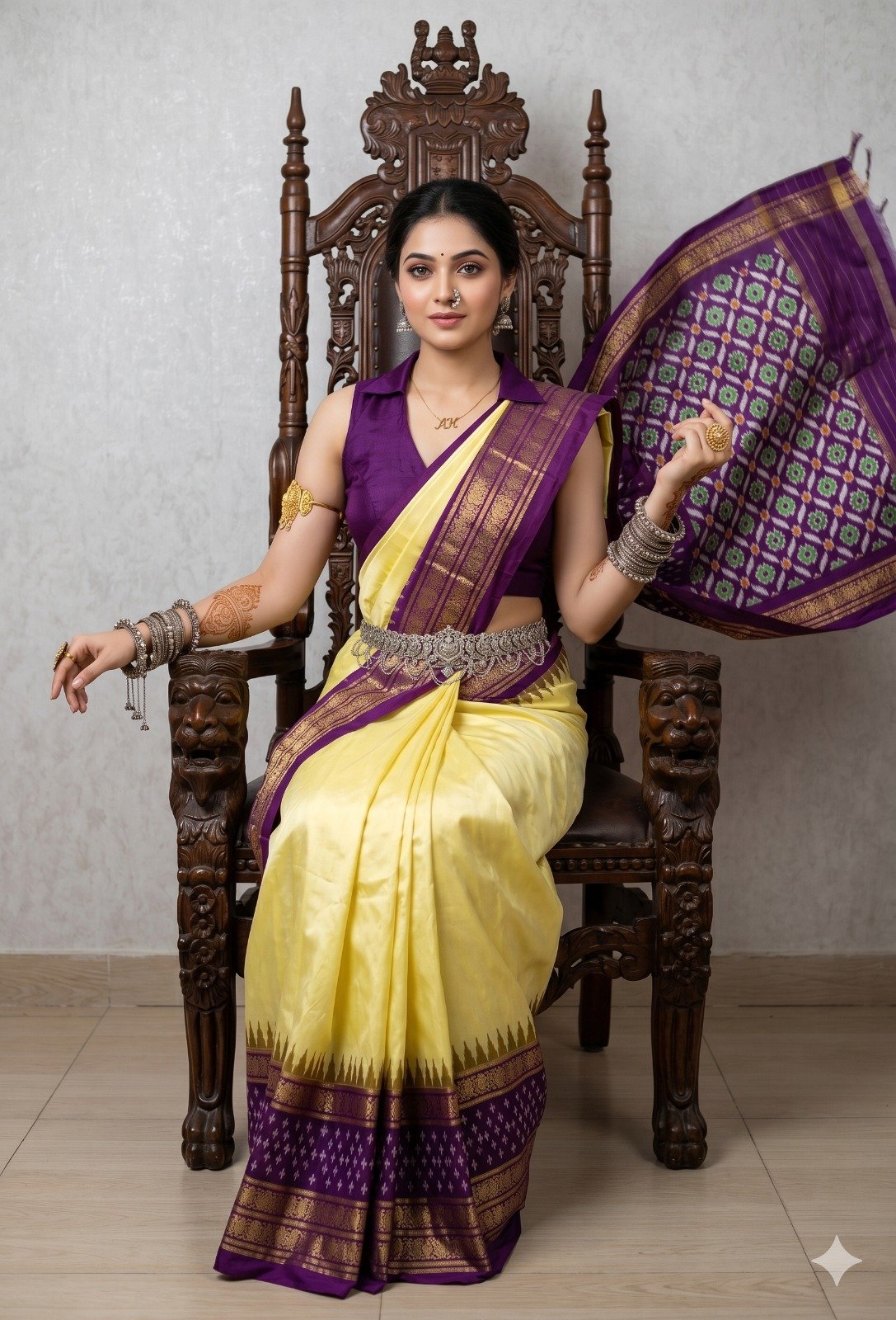 Kanchi border ikat pallu saree - PANHY17-KBIPCNNDC-06