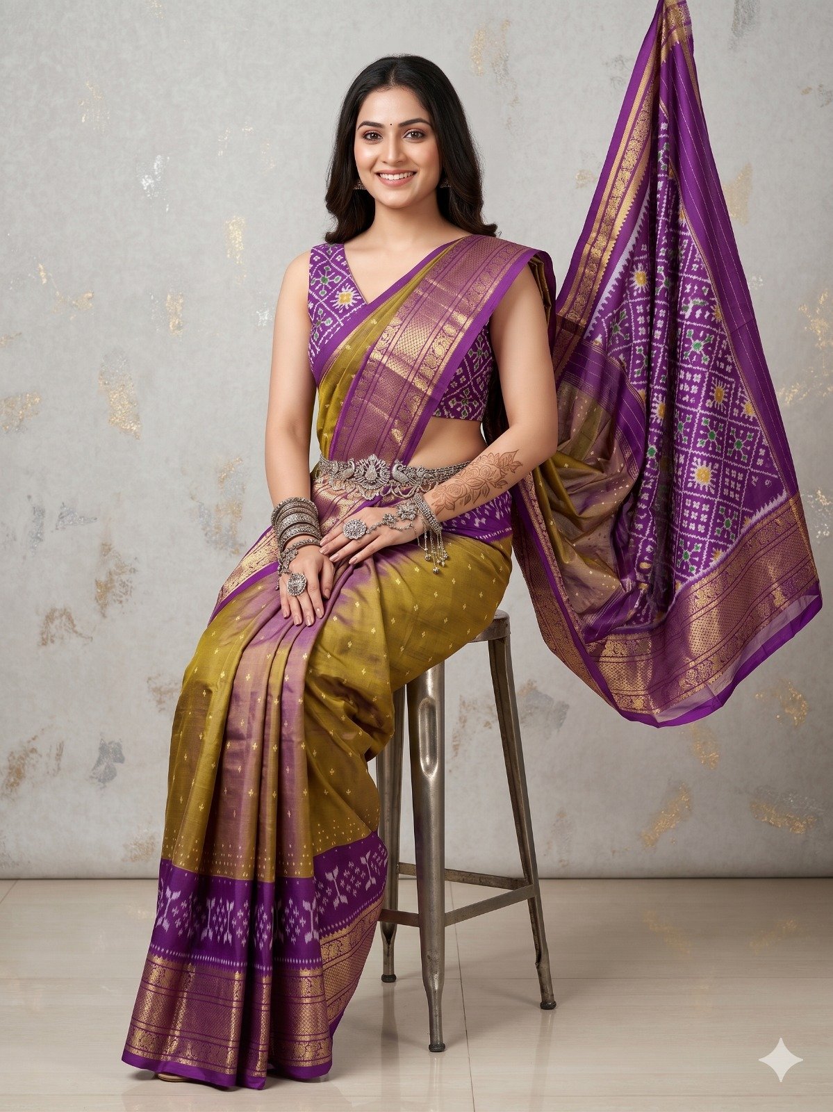 Kanchi border ikat pallu saree - PANHY21-KBIPDNNCD-01