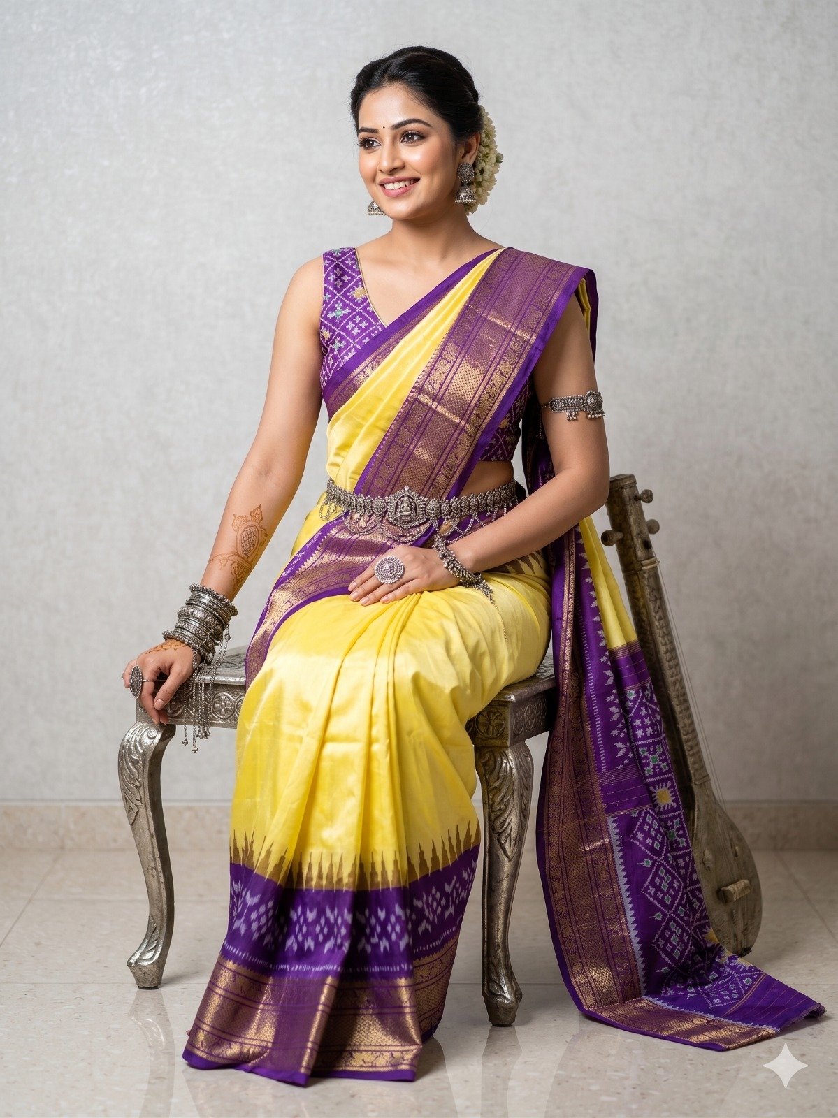 Kanchi border ikat pallu saree - PANHY21-KBIPDNNCD-06