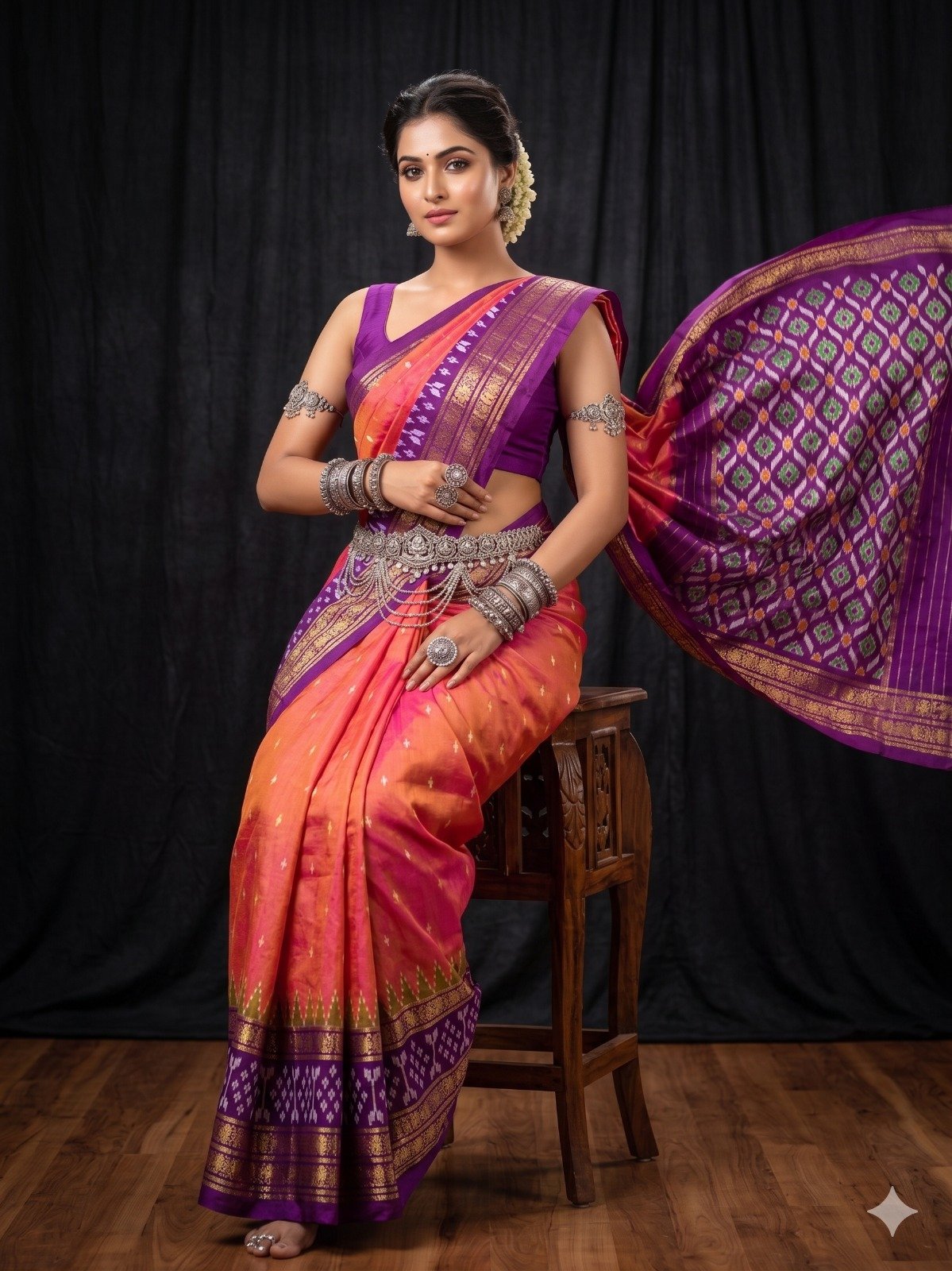 Kanchi border ikat pallu saree - PANHY21-KBIPDNNCD-08