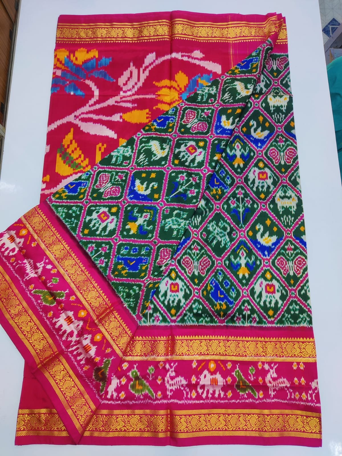 Kanchi border ikat pallu saree - PDLSY06-KBIPIZSDC-04