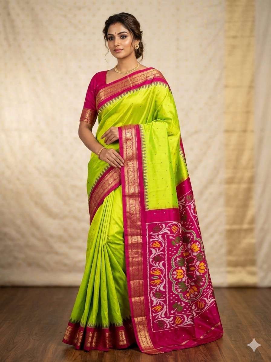 Kanchi border ikat pallu saree - PDLSY16-KBIPIZCCD-01