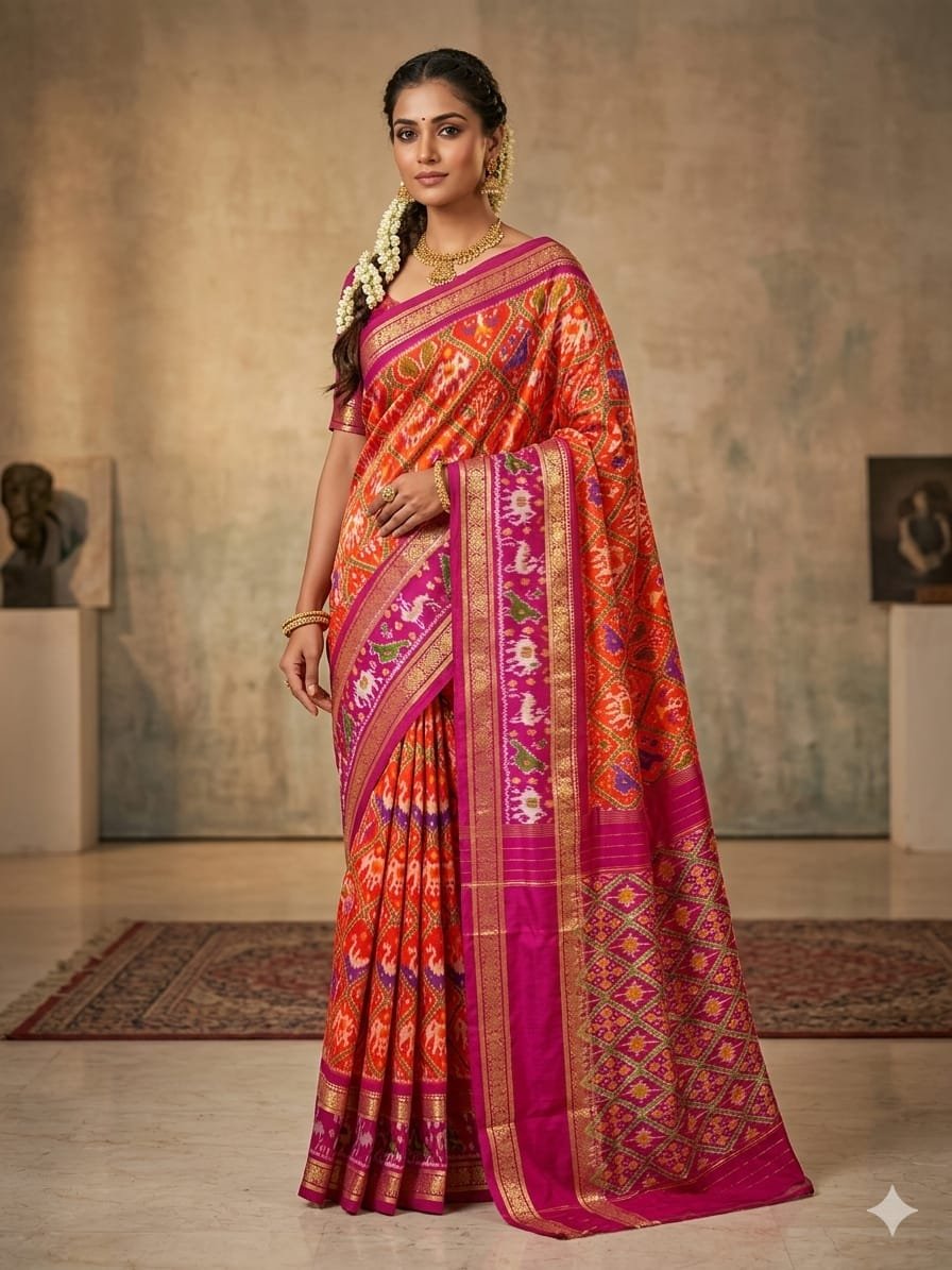 Kanchi border ikat pallu saree - PDLSY21-KBIPIZSCD-02