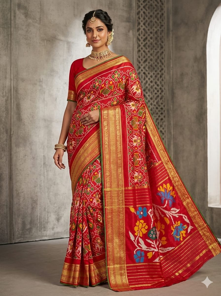 Kanchi border ikat pallu saree - PDLSY21-KBIPIZSCD-04